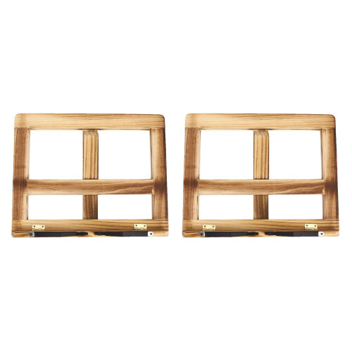 2X Foldable Recipe Book Stand,Wooden Frame Reading Bookshelf,Tablet Pc Support Stand