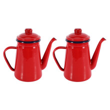 2X 1.1L Enamel Coffee Pot Hand Tea Kettle Induction Cooker Gas Stove Universal Red