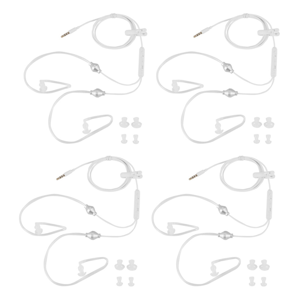 4Pcs 3.5Mm Stereo Air Tube Wired Earphone Anti-Radiation Binaural Headsets Noise Isolating Earbuds Micr For Mobilephone 4762103383577