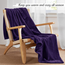 (Purple, King: 200 cm x 240 cm) Solid 310 GSM Fleece Blanket Warm Thick Soft Fluffy Bed Mink Sofa Throw