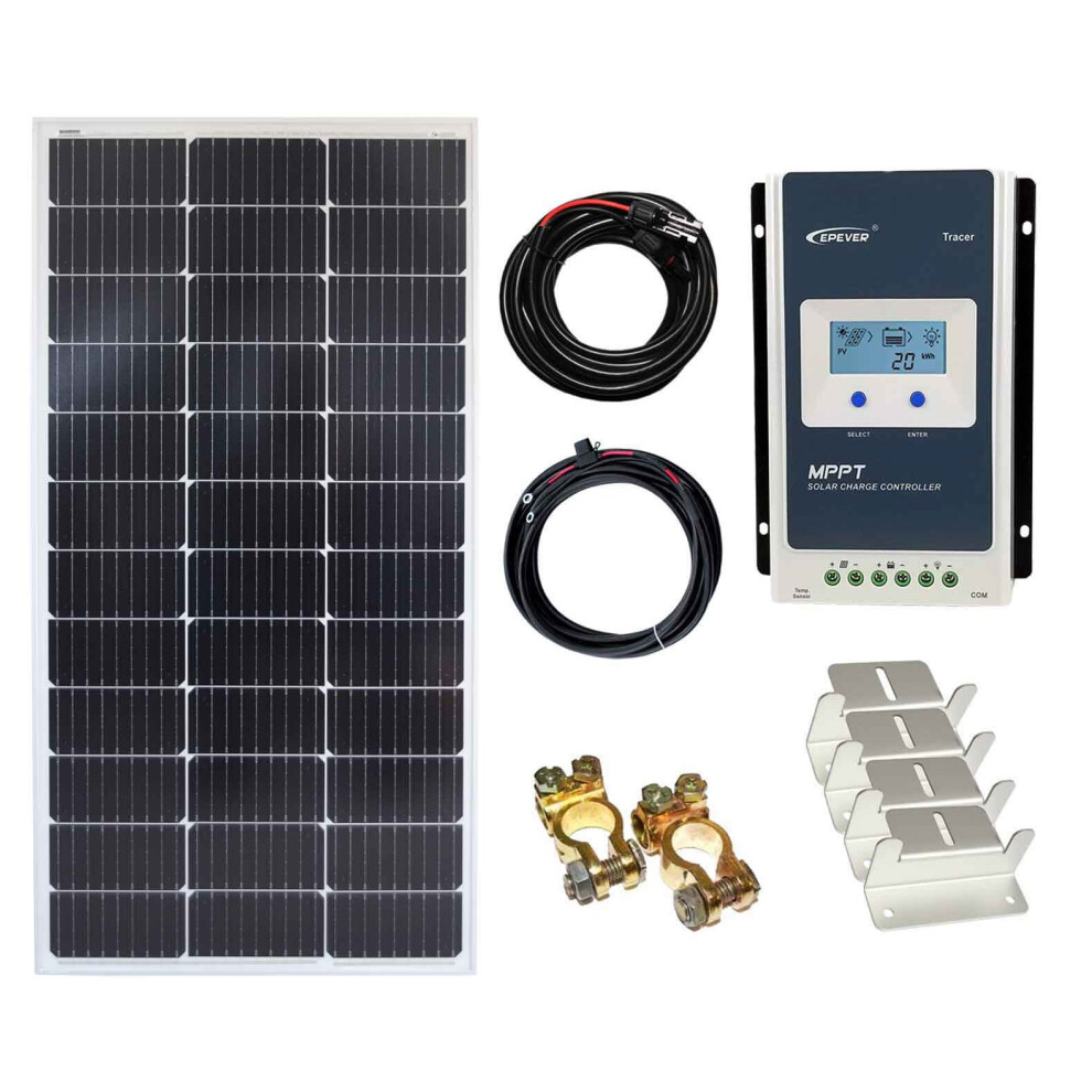 100w Mono Solar Panel Kit 12V/24V MPPT controller cables bracket battery charging