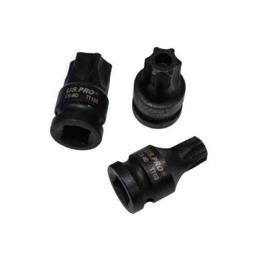 us pro US PRO Tools 6PC 1/2" DR Impact Star Torx Bit Socket Set Tamper Proof T55 - T100 3988 2