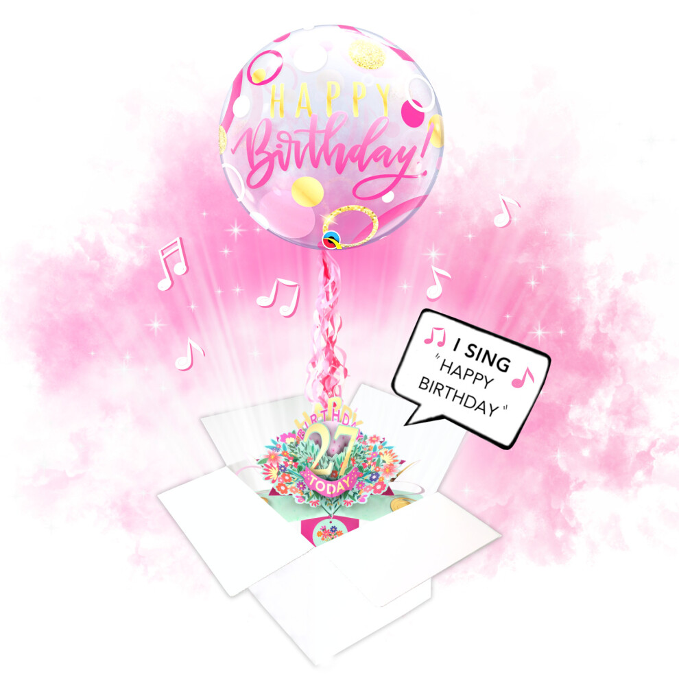 45th Birthday Pop Up Card & Musical Balloon Surprise Delivered In A Box For Her