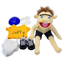 Mischievous Jeffy Puppet Plush Toy Doll with Working Mouth - 55cm Hand Puppet for Birthdays, Christmas, Halloween Parties, Classrooms, and Preschools