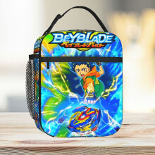 Beyblade Burst Lunch Bag - Insulated Tote Cooler for Kids, Large Capacity, School & Travel, Durable Zippers, Front & Side Pockets