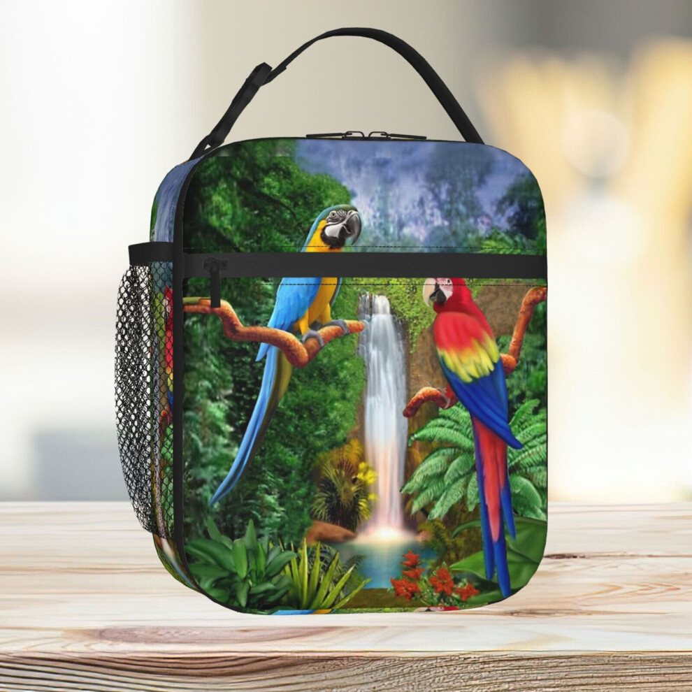 Lunch Bag MACAW TROPICAL PARROTS Tote Insulated Cooler Kids School Travel