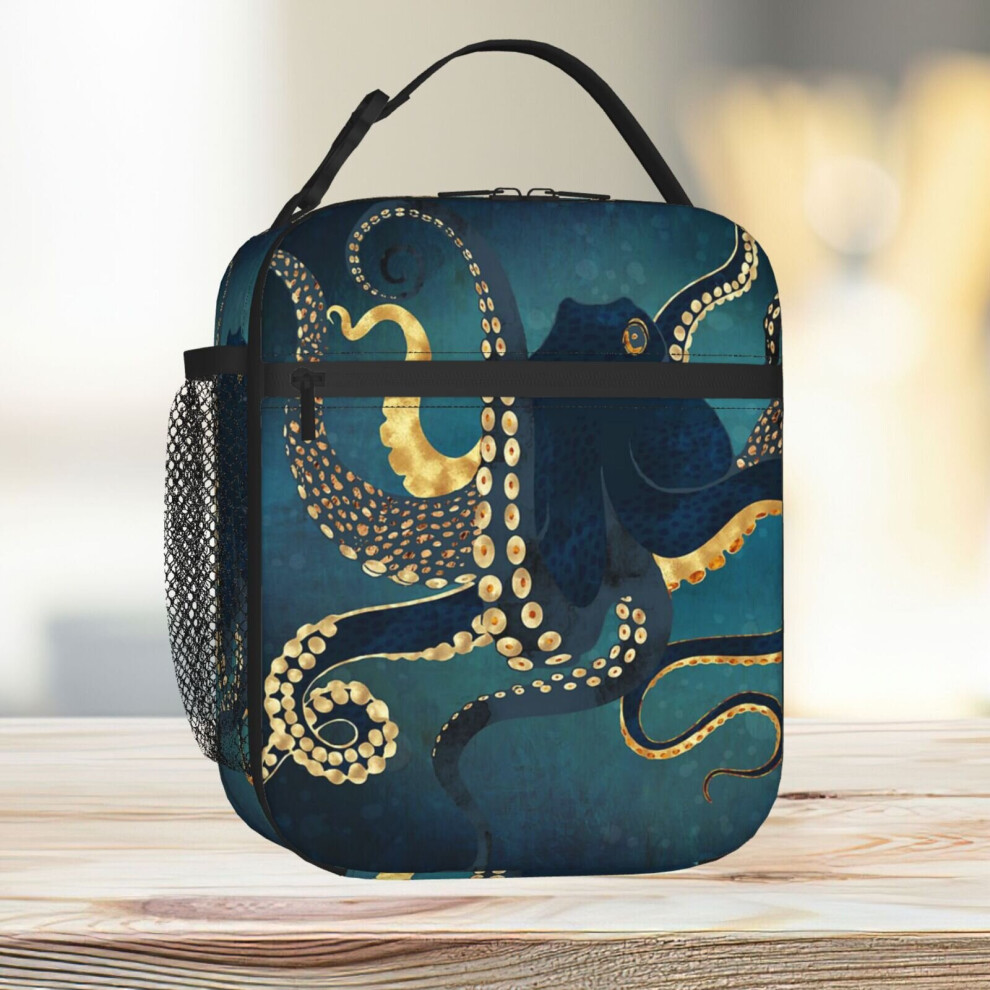 Famgem Lunch Bag Metallic Octopus Iv Tote Insulated Cooler Kids School Travel
