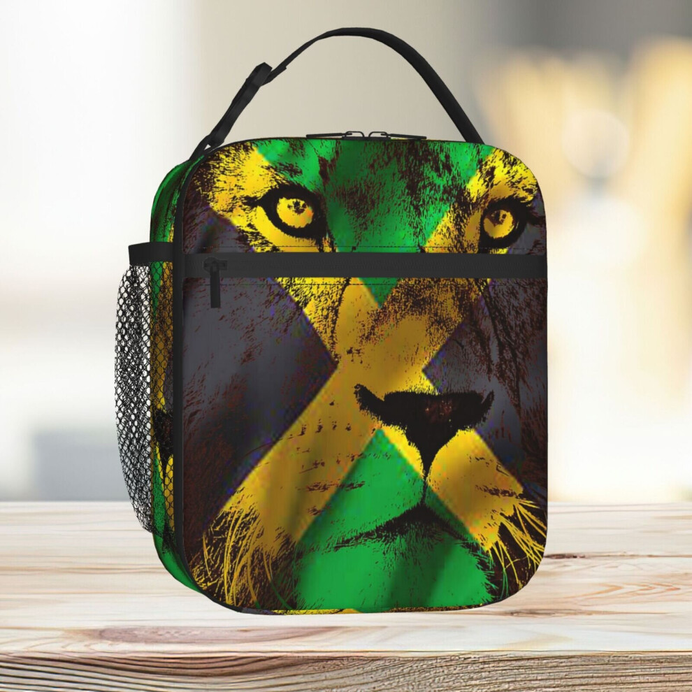 Lunch Bag Jamaica Flag With Lion Tote Insulated Cooler Kids School Travel