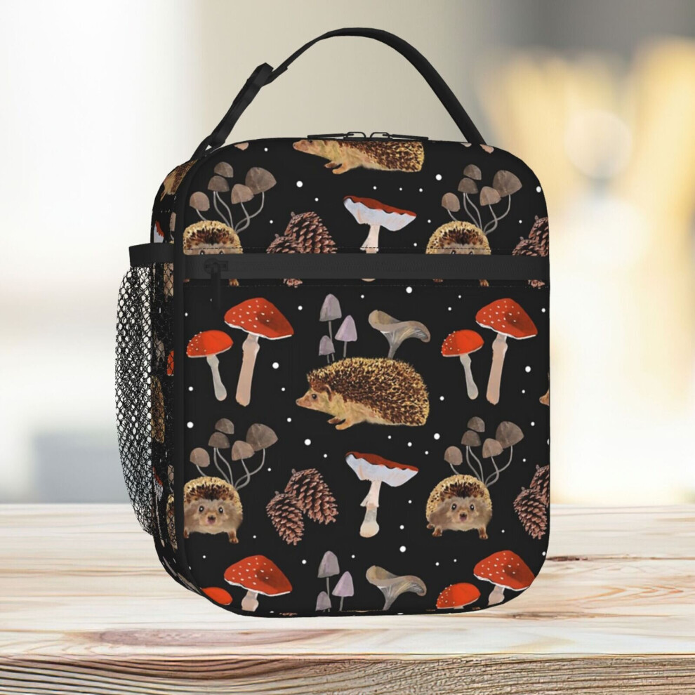 Lunch Bag Hedgehogs And Mushrooms Tote Insulated Cooler Kids School Travel