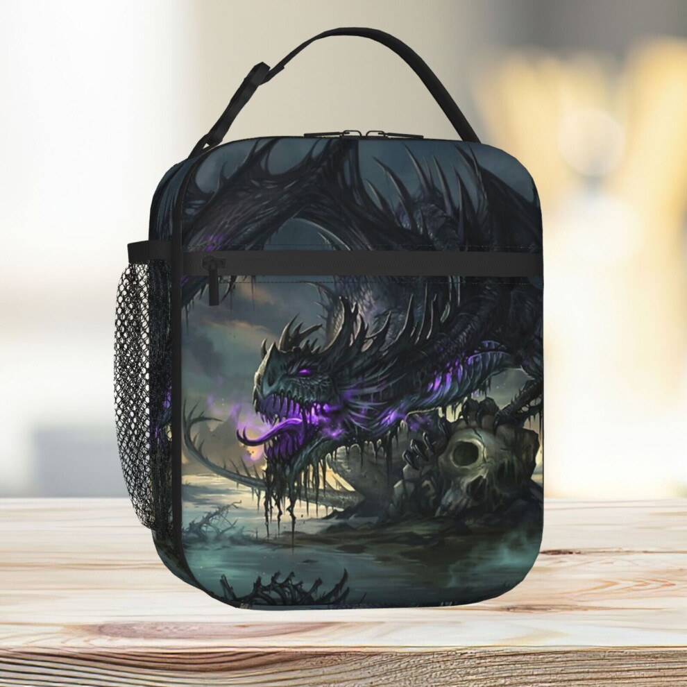 Lunch Bag Black Dragon Tote Insulated Cooler Kids School Travel