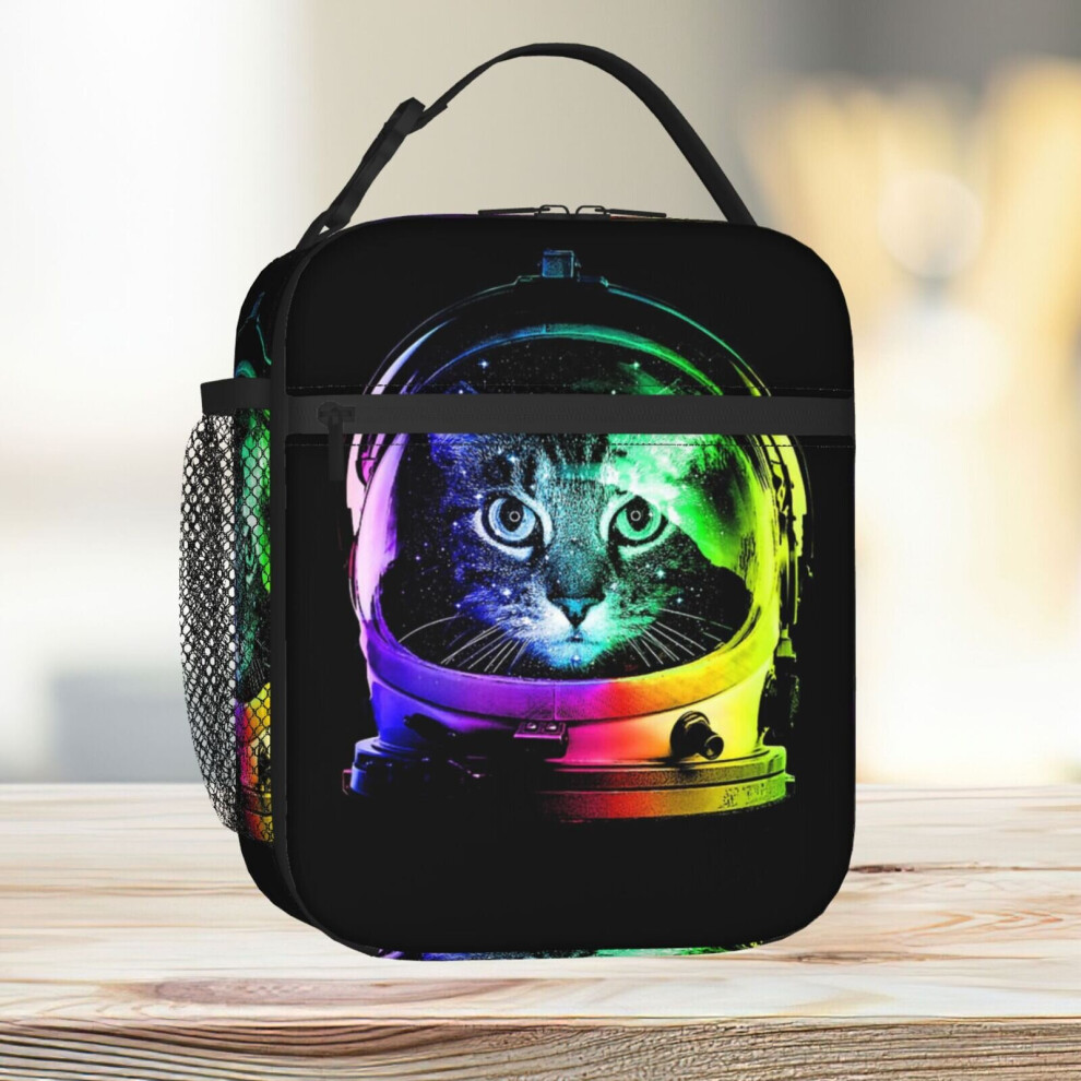 Lunch Bag Astronaut Cat Tote Insulated Cooler Kids School Travel