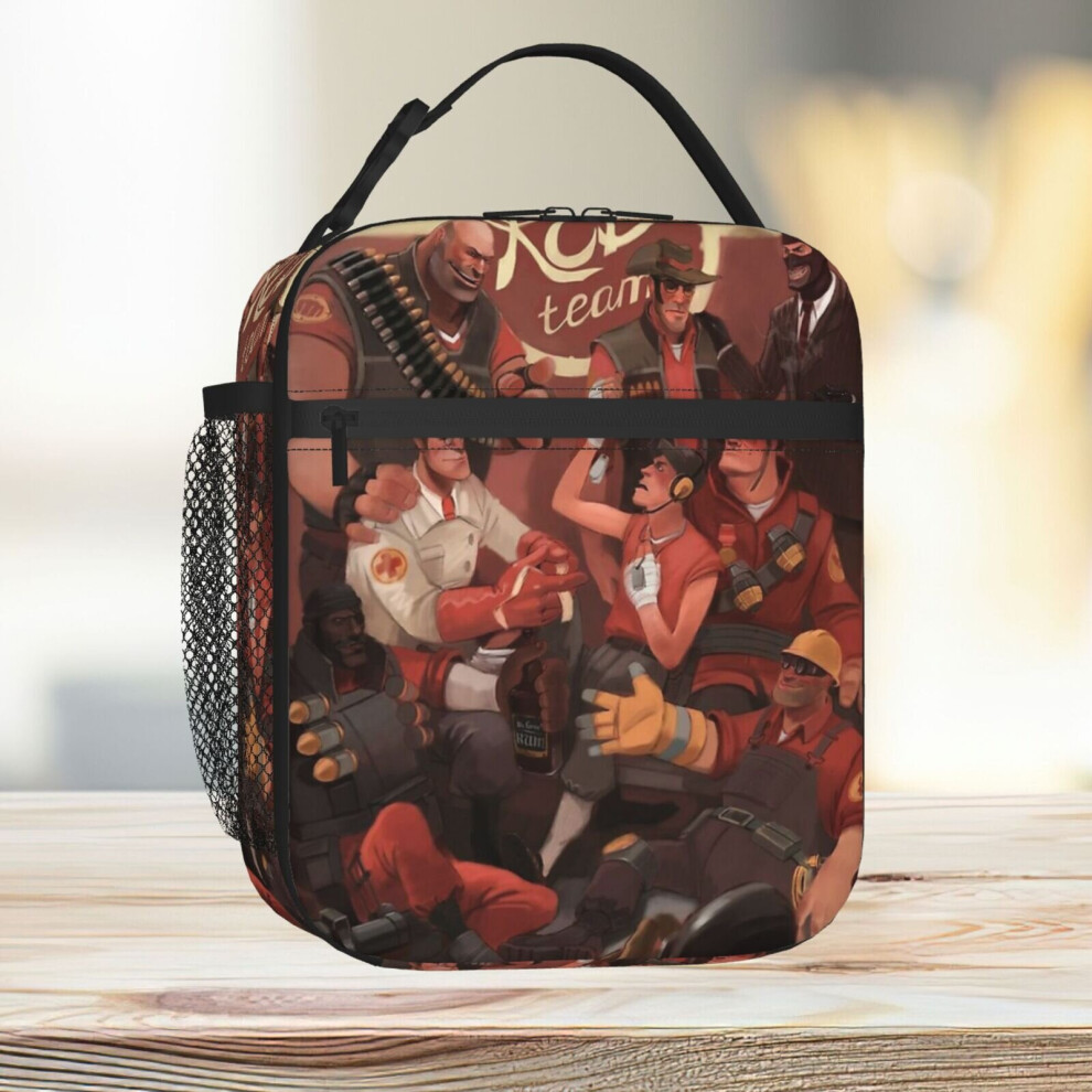 Famgem Lunch Bag Team Fortress 2 Team Artwork Tote Insulated Cooler Kids School Travel Red