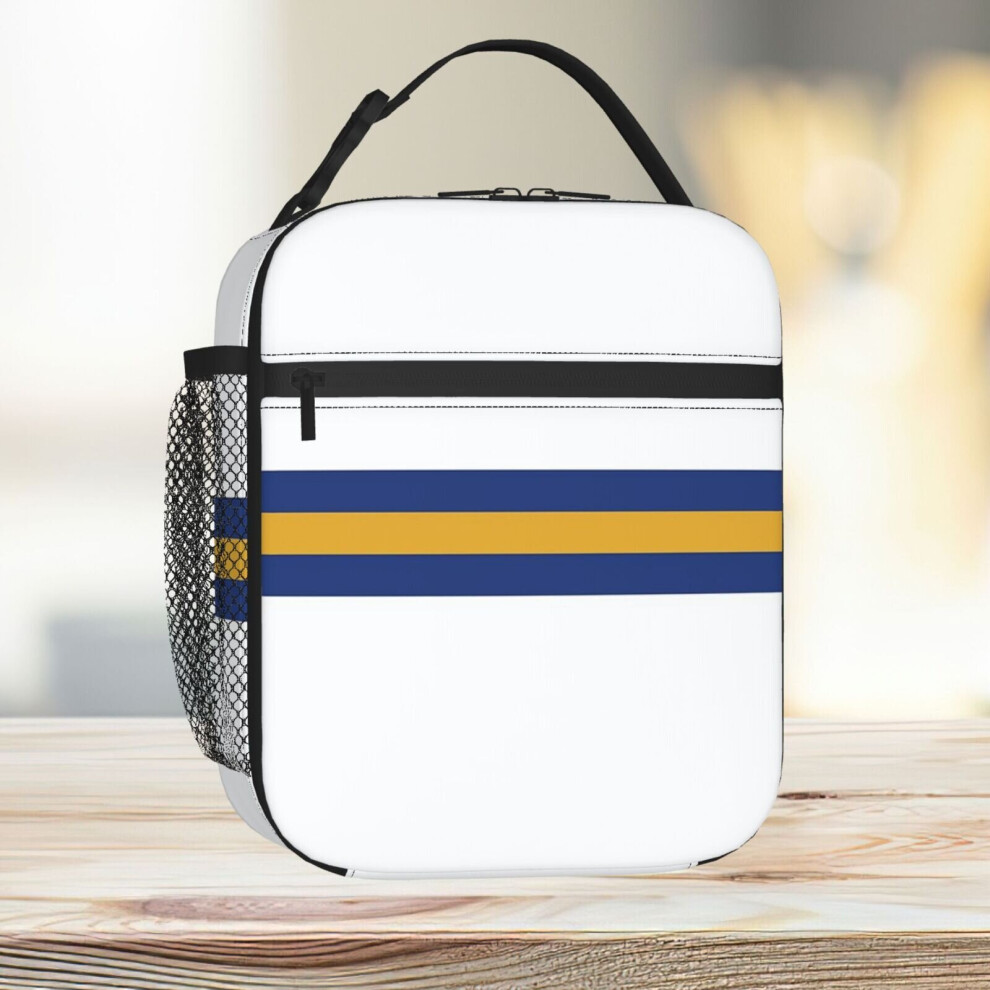 Lunch Bag Leeds United Retro 1994 Home Jersey White Yellow Blue Bar Design Tote Insulated Cooler Kids School Travel