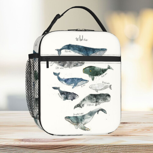 Lunch Bag Whales Tote Insulated Cooler Kids School Travel