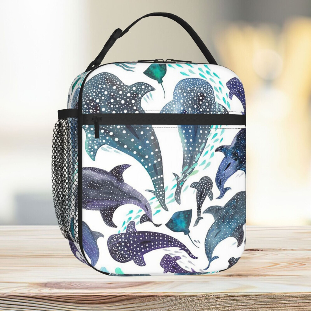 Famgem Lunch Bag Whale Shark, Ray Sea Creature Play Tote Insulated Cooler Kids School Travel