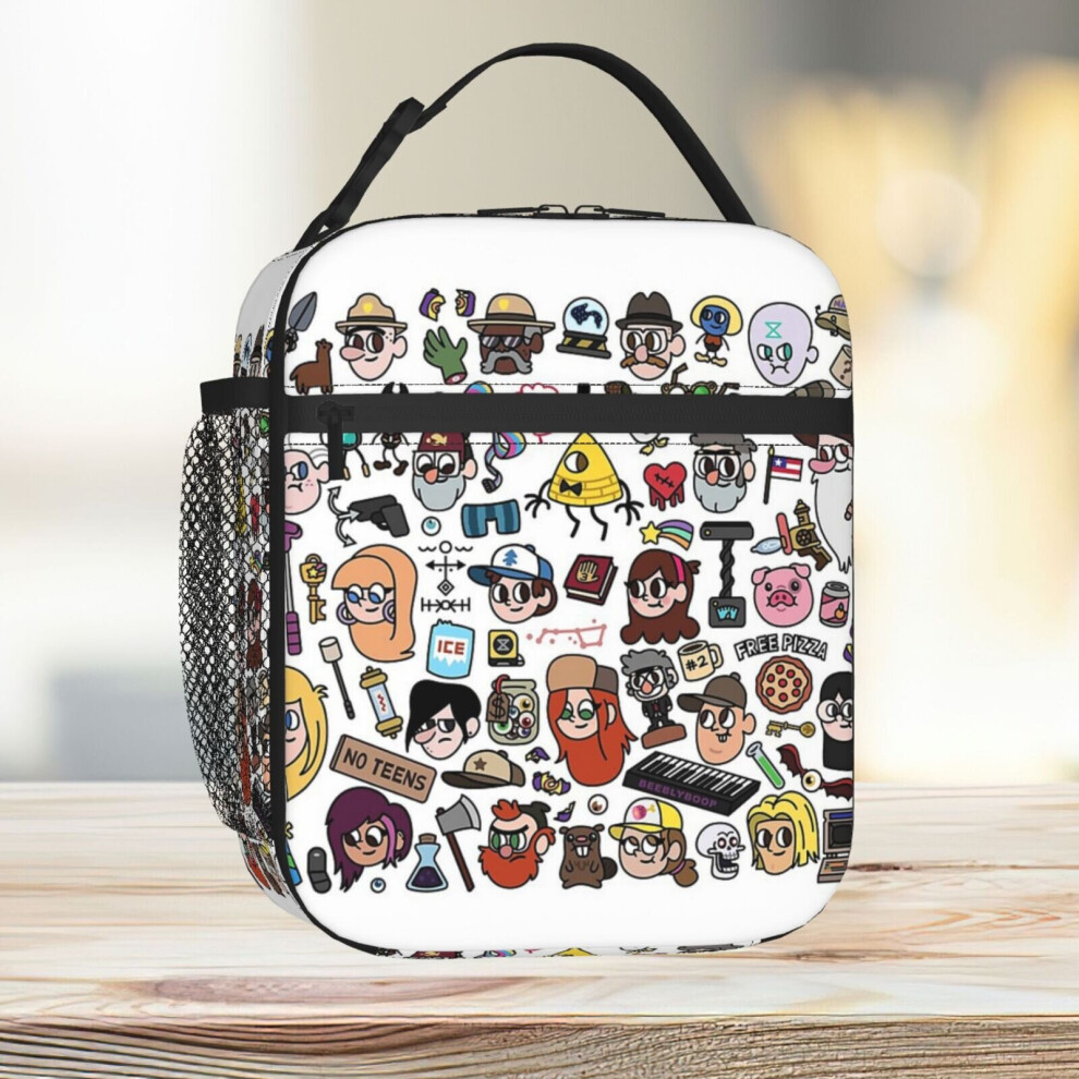 Lunch Bag Gravity Falls Doodle Tote Insulated Cooler Kids School Travel