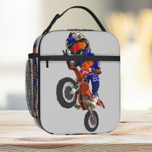 Lunch Bag Motocross Rider Tote Insulated Cooler Kids School Travel