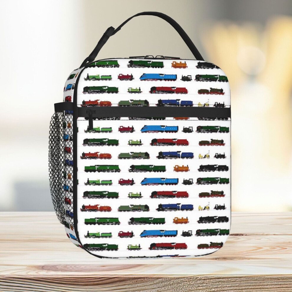 Famgem Lunch Bag Iconic British Steam Trains Tote Insulated Cooler Kids School Travel