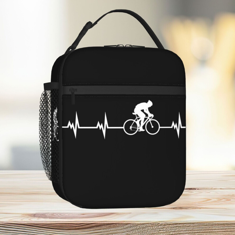 Lunch Bag Cycling Heartbeat Tote Insulated Cooler Kids School Travel