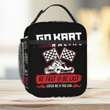 Lunch Bag Go Kart Racing Be Fast Or Be Last Tote Insulated Cooler Kids School Travel