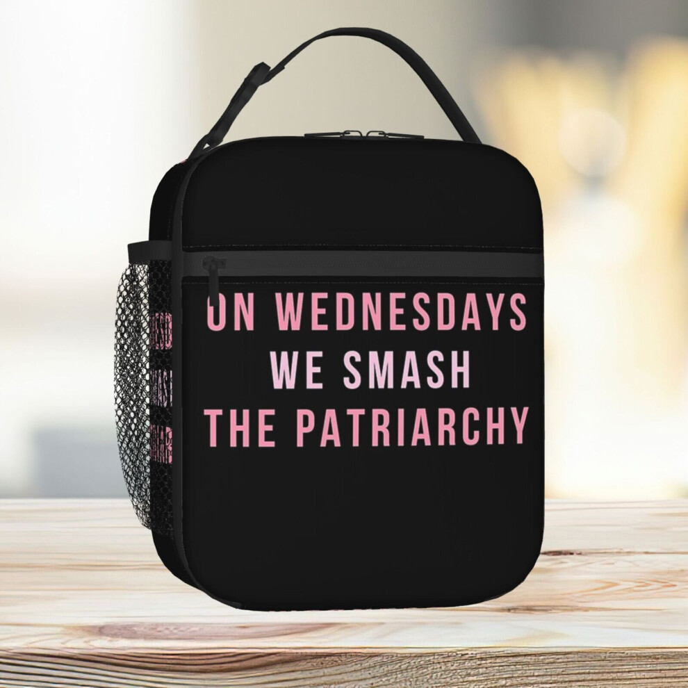 Famgem Unisex Kids Lunch Bag On Wednesday's We Smash The Patriarchy Tote Insulated Cooler Kids School Travel