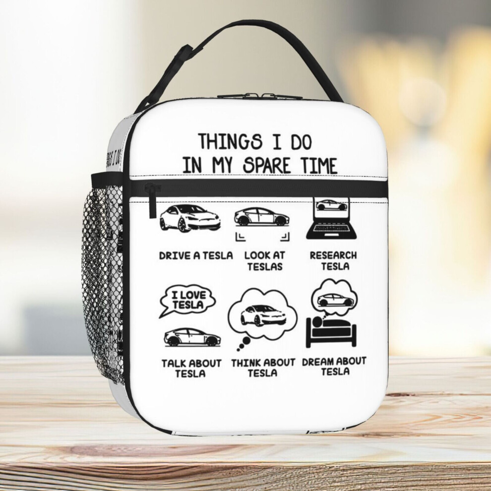 Lunch Bag Tesla - Things I Do In My Spare Time - Light Tote Insulated Cooler Kids School Travel