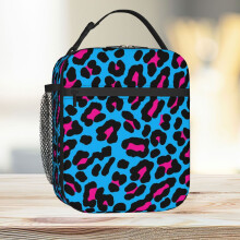 Lunch Bag Blue Leopard Tote Insulated Cooler Kids School Travel