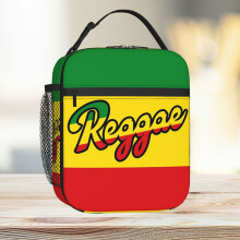 Lunch Bag Reggae Art With Rastafari Flag Colors Tote Insulated Cooler Kids School Travel