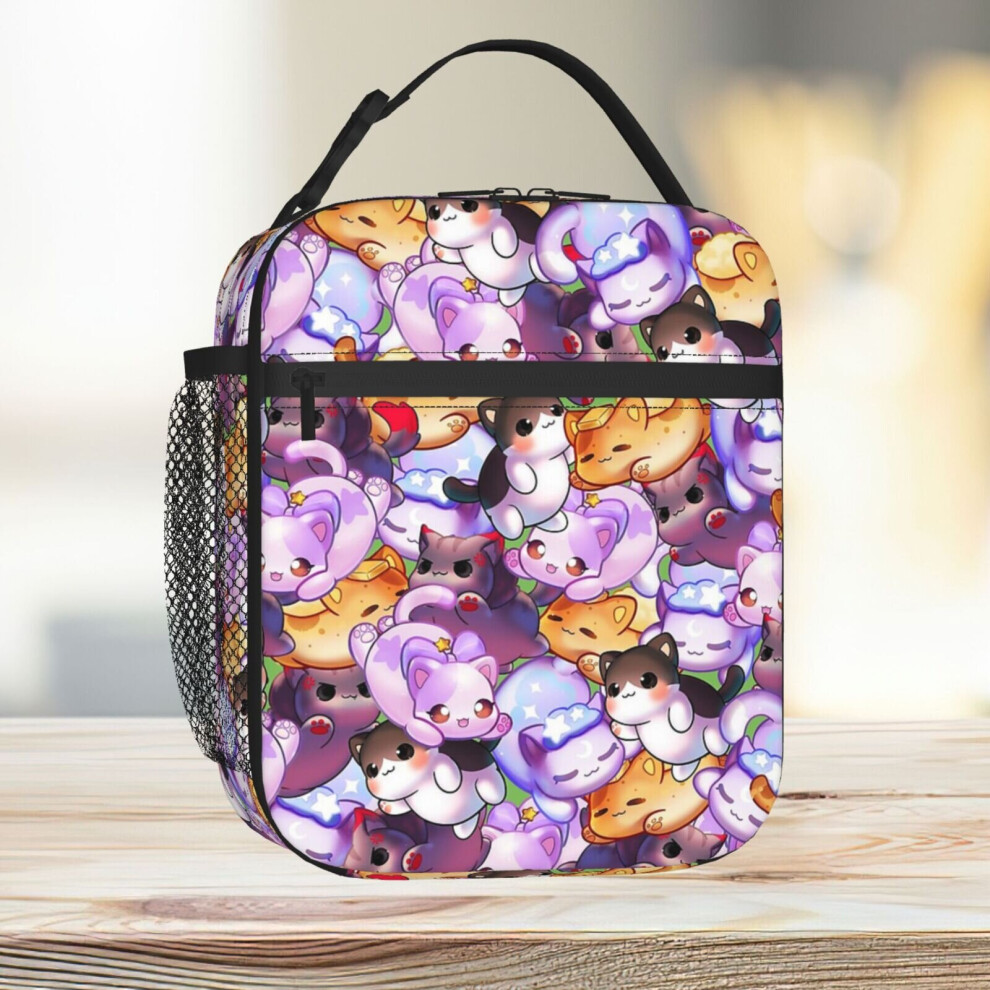 Famgem Aphmau Meow Plushies Insulated Lunch Bag – Cute Anime Cat Tote, Large Capacity Cooler For School And Travel