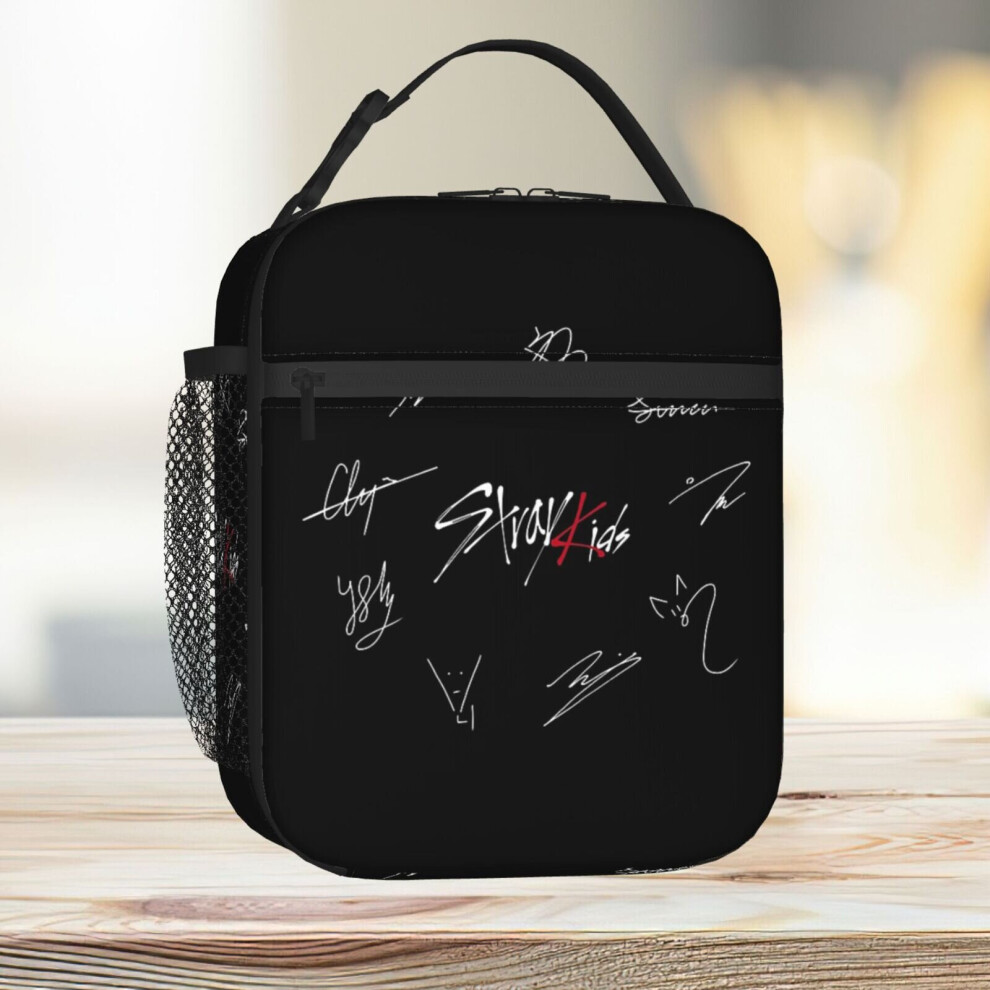 Lunch Bag Stray Kids' Signatures (Red Version) Tote Insulated Cooler Kids School Travel