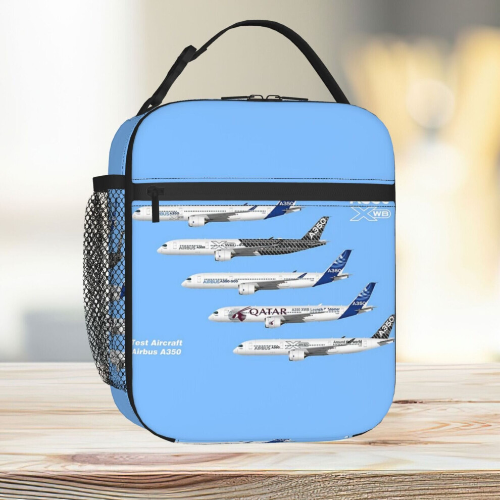 Lunch Bag Airbus A350 Test Aircraft Fleet Illustration Tote Insulated Cooler Kids School Travel