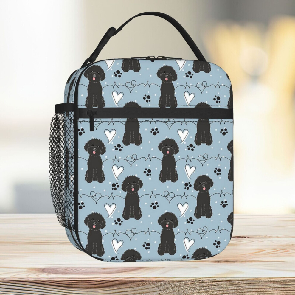 Lunch Bag LOVE Black Toy Poodle Tote Insulated Cooler Kids School Travel