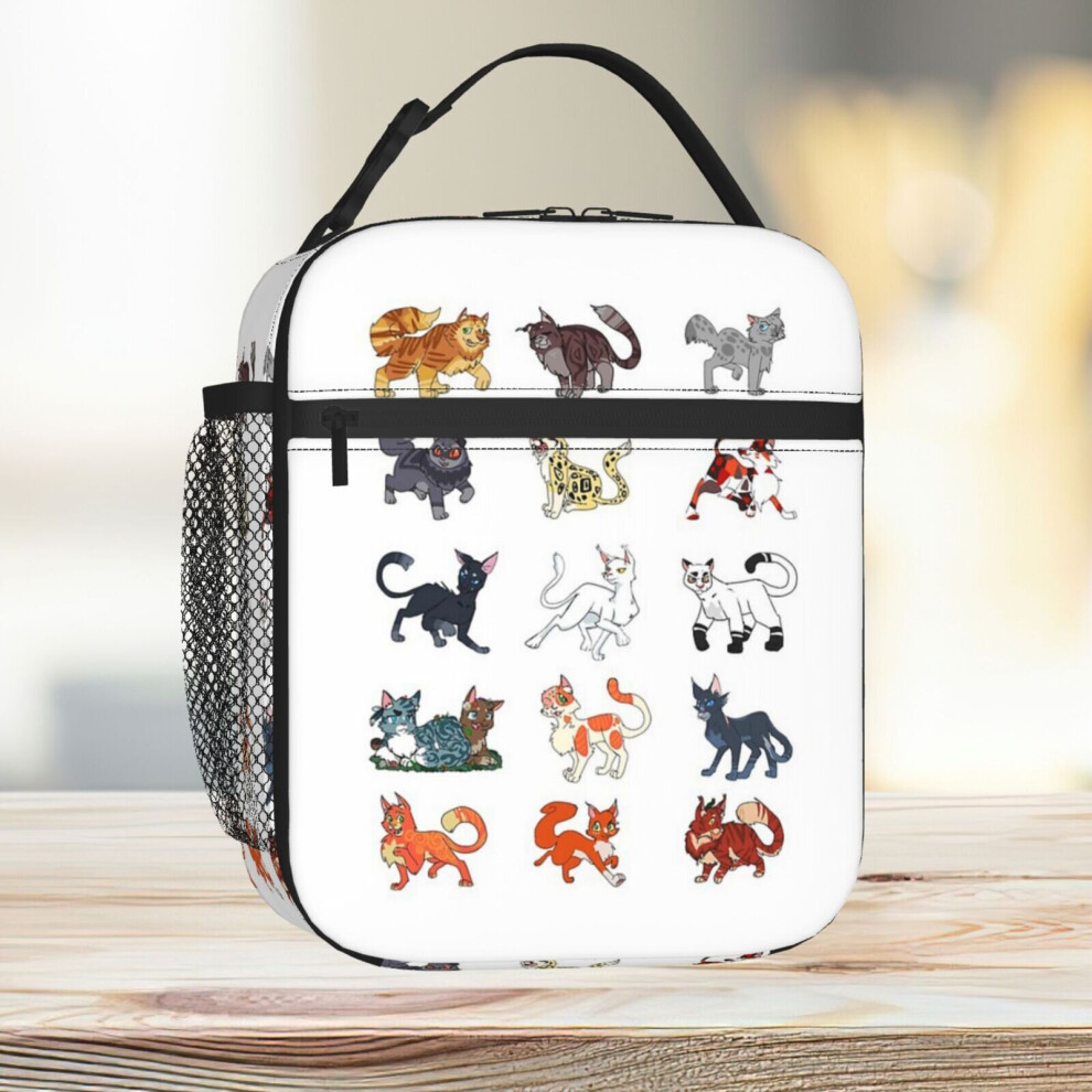 Famgem Lunch Bag Warrior Cats Pattern 1 Tote Insulated Cooler Kids School Travel