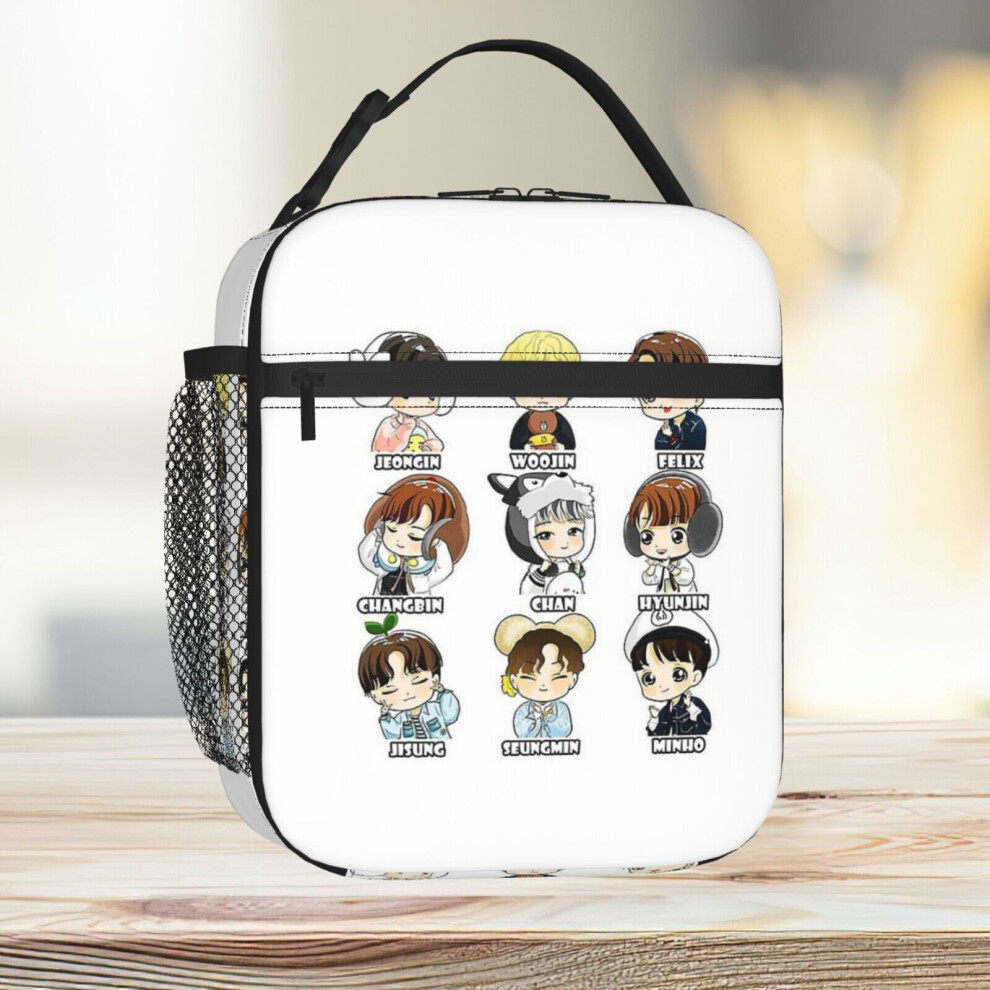 Lunch Bag KPOP STRAY KIDS CHIBI ALL MEMBERS Tote Insulated Cooler Kids School Travel