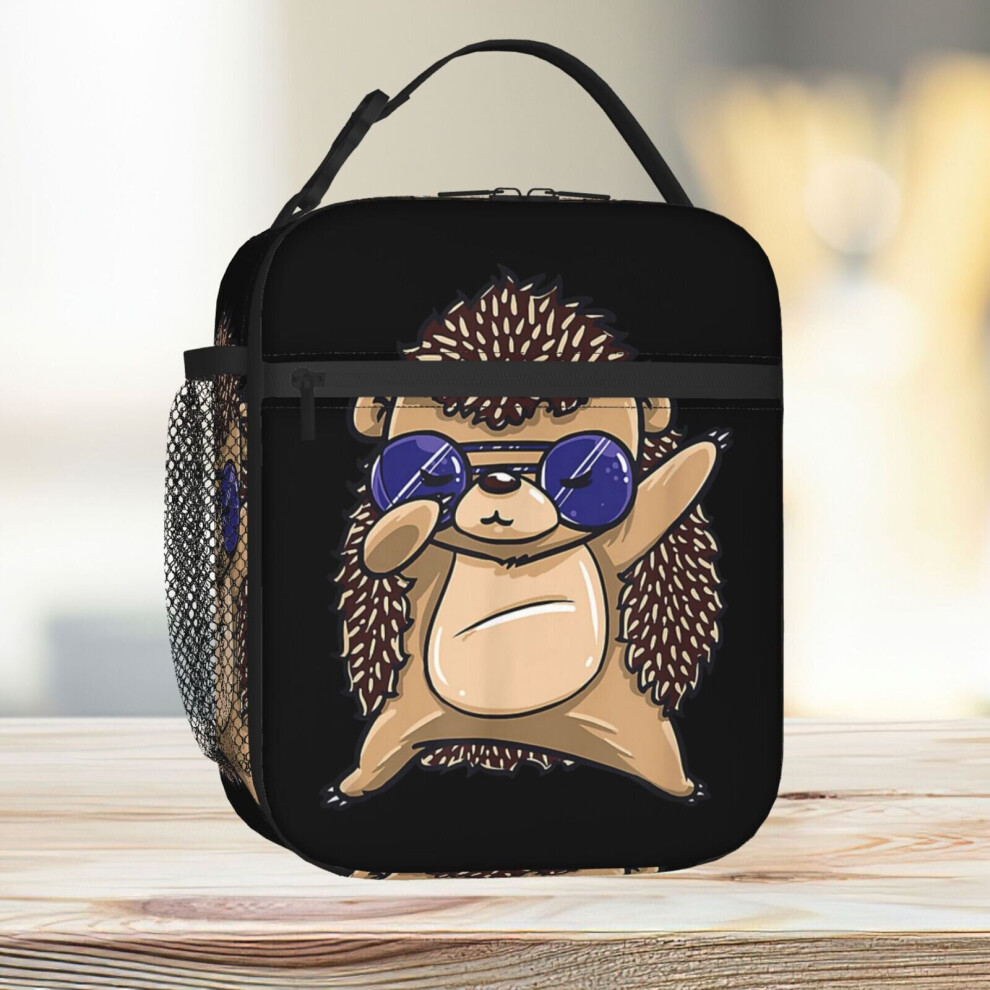 Lunch Bag Funny Dabbing Hedgehog Tote Insulated Cooler Kids School Travel