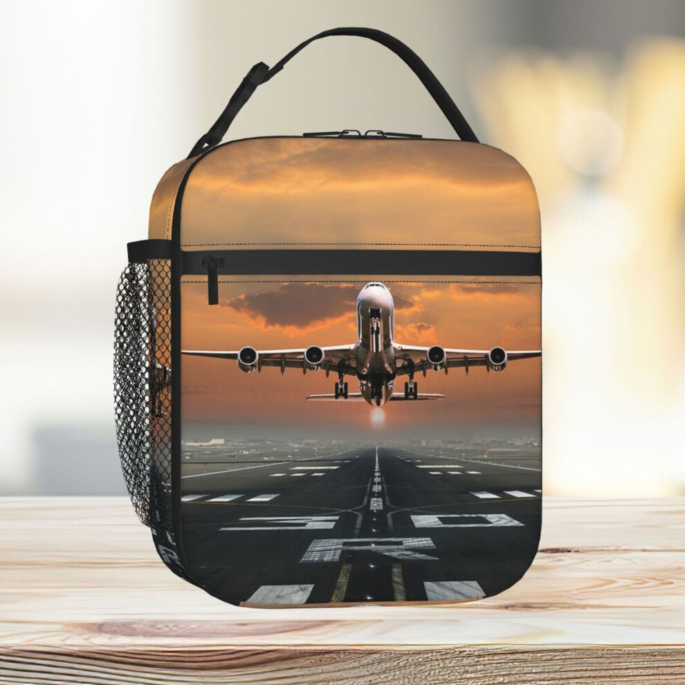 Lunch Bag Airplane Takeoff Tote Insulated Cooler Kids School Travel