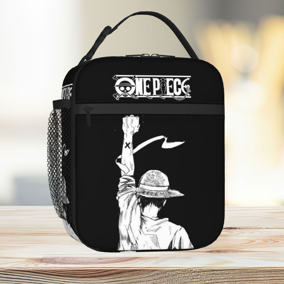 Lunch Bag LUFFY BLACK DESIGN ONE PIECE BLACK CASE BEST ANIME BLACK PHONE CASE Tote Insulated Cooler Kids School Travel