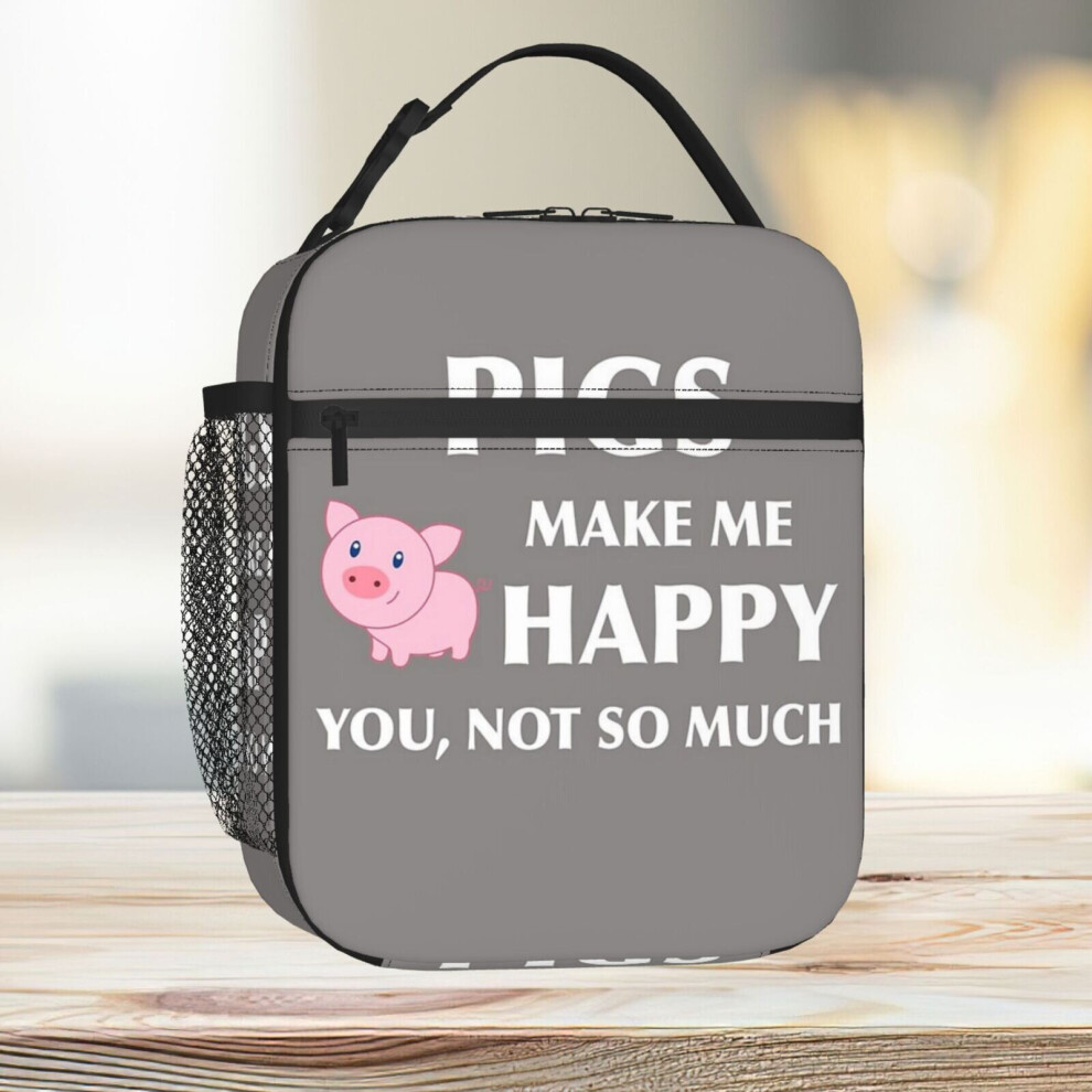 Lunch Bag Pigs Make Me Happy You Not So Much Animal Art Pig Art Pig Lover Great Gift Pig Art Tote Insulated Cooler Kids School Travel