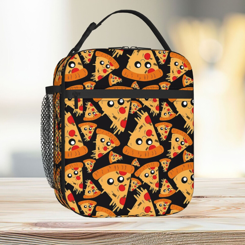Famgem Lunch Bag Cute Pizza Pattern Tote Insulated Cooler Kids School Travel