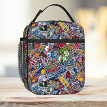 Lunch Bag NBA Teams Stickers Old Logos Tote Insulated Cooler Kids School Travel
