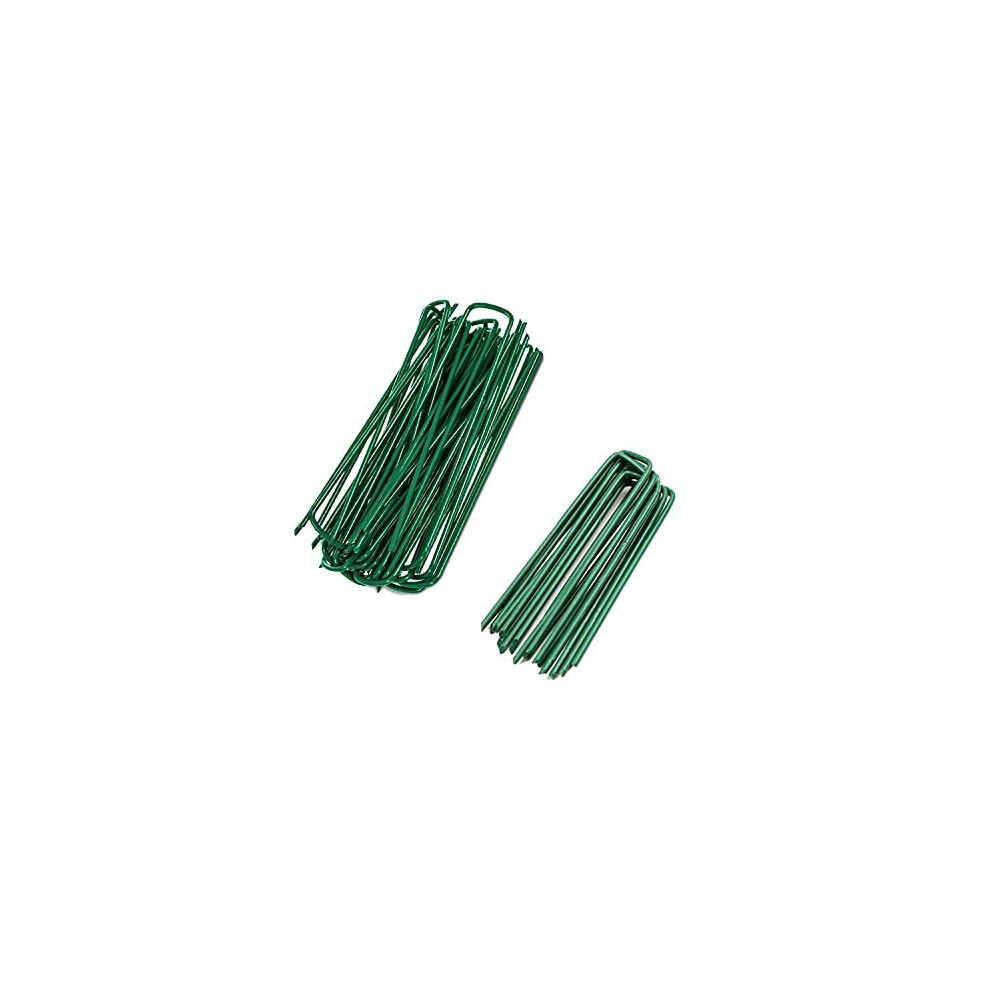 Fixed Lawn Garden Pegs Stakes for Netting Robust and Corrosion-resistant U-Shaped Nail Pins for Weed Tent Pegs Metal for Artificial Grass, Green Paint