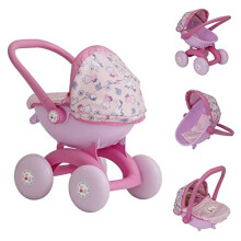 Peppa Pig My First 4-IN-1 Pram | Including A Removable Carry Cot And Baby Chair | Pink And White Peppa pig Themed Childrens Pushchair |Pushchair &
