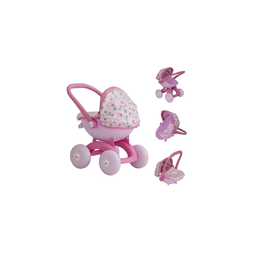 Peppa Pig My First 4-IN-1 Pram | Including A Removable Carry Cot And Baby Chair | Pink And White Peppa pig Themed Childrens Pushchair |Pushchair &