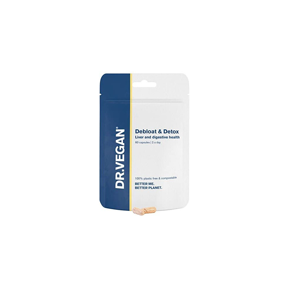 Dr Vegan Dr.vegan Debloat & Detox | Bloating, Digestion, Liver Support | Vitamins & Supplements | 60 Capsules - 30 Day Supply