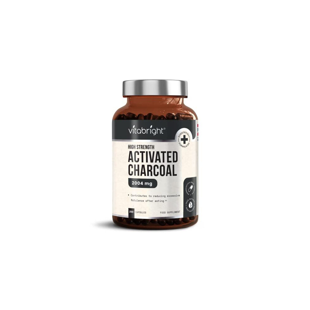 Activated Charcoal Capsules - 250 Capsules - 2004mg per Serving of 6 Capsules - from Natural Coconut Shell - for Indigestion, Bloating, Excessive-image-OPC-PBS6WRV-NEW