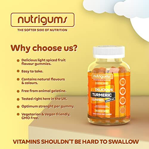 NUTRIGUMS Turmeric Complex 60 Vegan Gummies. Light Spiced Fruit