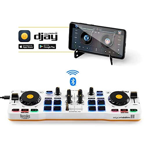 HERCULES DJ CONTROL MIX - Controller DJ Bluetooth per Smartphone (iOS e Android) - App djay - 2 vie 1