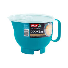 Decor Microwave Safe Plastic jug with lid | microwaveable Bowl with Handle | Large Gravy jug Teal 2000ml - Teal