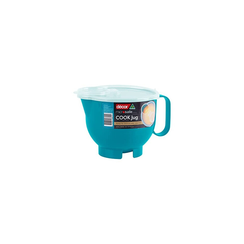 Decor Microwave Safe Plastic jug with lid | microwaveable Bowl with Handle | Large Gravy jug Teal 2000ml - Teal