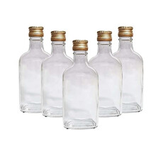 20 x 200ml Glass Flask Bottles with Metal Caps